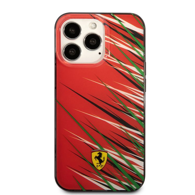 FERRARI HC PC/TPU Double Layer Grass  Hard Case, Drop protection, Compatible with iPhone 13 Pro - Red