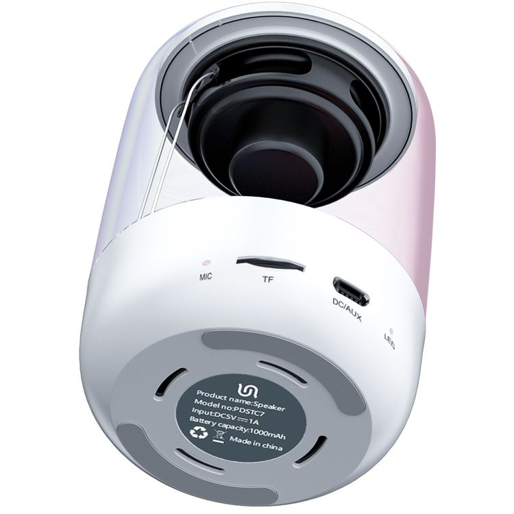 Porodo Crystal-Glow Mini Bluetooth Speaker with RGB Lights, Around 5 Hours Play Time, 1000mAh Battery, 10m Transmission Range, Bluetooth Version 5.4, USB-C Charging Port, Hands-Free Calls, TWS Pairing - White