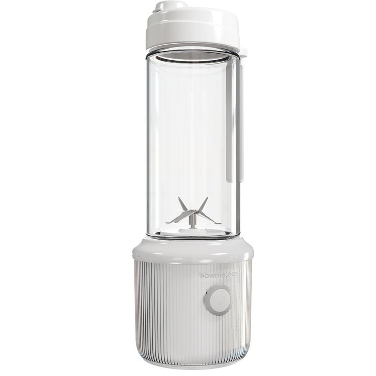 Powerology Press & Refresh Portable Blender with 450mL Capacity, 126W Motor Power, Sharp Steel Blades, Leakproof, BPA-Free Material, 16500RPM Motor Speed - White