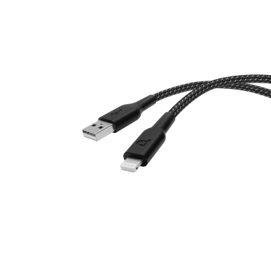Powerology Braided USB-A To Lightning Cable  - Black