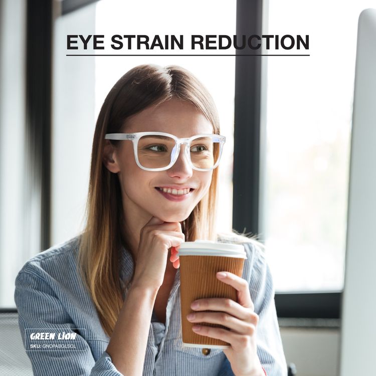 Green Lion Optix Anti-Blue Light Eyewear with Anti-Digital Eye Fatigue, 53mm Lens Width, Anti-Glare Coating, Night-Time Comfort, 19mm Bridge Width, UV400 Protection, 135mm Temple Width, Eye Strain Reduction - Clear