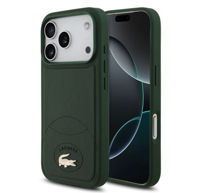 Lacoste MagSafe PU Leather Hard Case with Bliss Design for iPhone 17 Pro Max, Drop Protection, Slim Profile, Sustainable Packaging, Easy Snap-On Design - Green