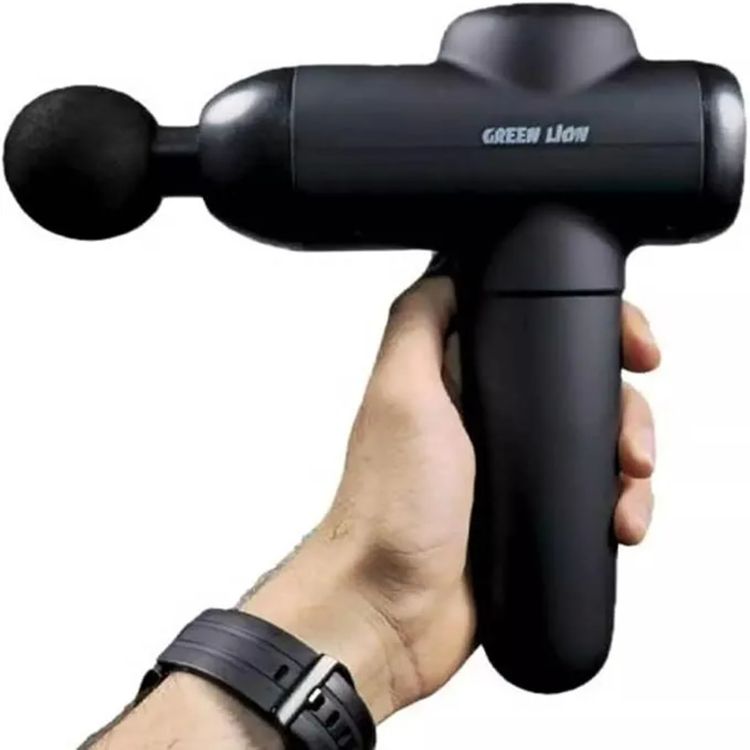 Green Lion Wave Massage Gun with Stress-Free Revival, 6 Massage Heads, USB Cable, 1500mAh Battery Capacity, 2-3 Hours Working Time, 3 Hours Charging Time, ABS Material, Touch Control - Black