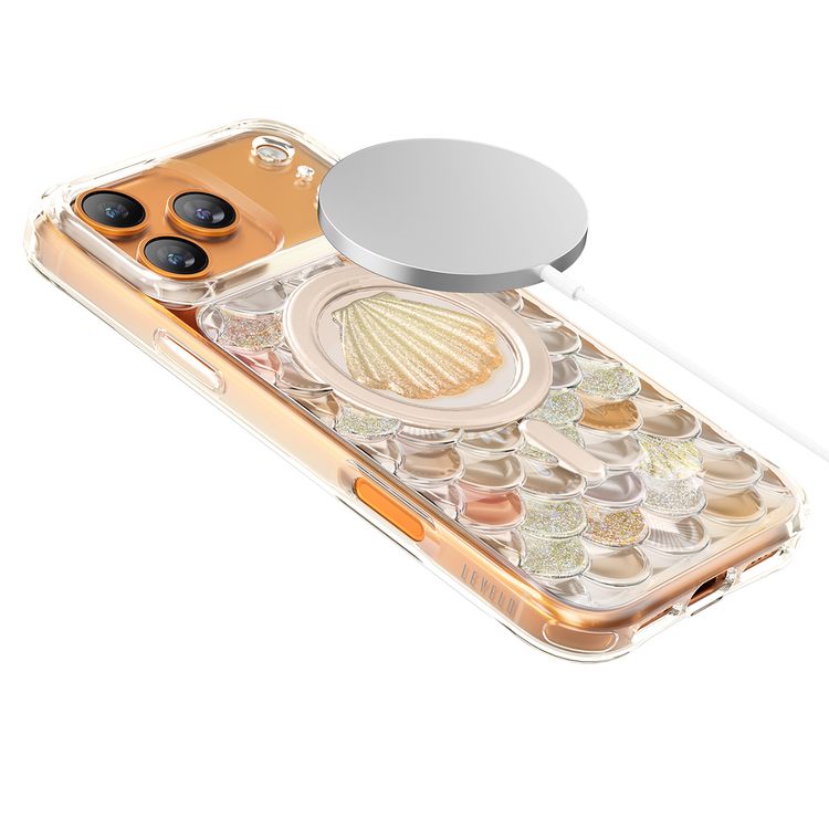 حافظة Levelo Pearl 3D Ocean لهاتف iPhone 17 Pro Max، بتصميم حجر القمر ثلاثي الأبعاد، متوافقة مع MagSafe ومزودة بمغناطيسات قوية، حواف مرتفعة لحماية الكاميرا والشاشة، تم اختبارها للسقوط، زوايا ممتصة للصدمات مستوحاة من الوسائد الهوائية، بأناقة مستوحاة من المحيط - برتقالي