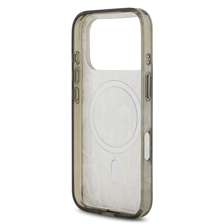 غطاء MagSafe للكمبيوتر الشخصي و TPU بتصميم نمط Phython وشعار كلاسيكي لهاتف iPhone 17 Pro Max، حماية من الصدمات، قبضة مريحة، تصميم رفيع وخفيف الوزن، تغليف مستدام، سهل التركيب - أسود