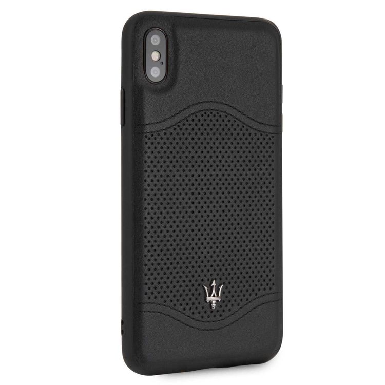 Maserati Granlusso Genuine Leather Hard Case for iPhone Xs Max - Black