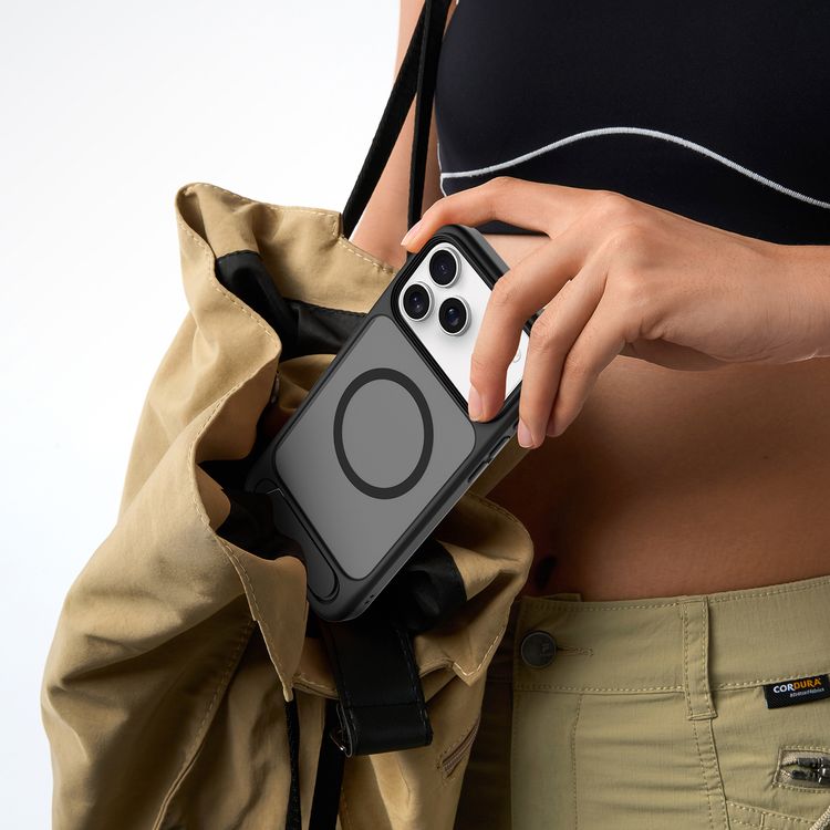 Levelo Matteo Hybrid Kickstand Case with Matte Design for iPhone 17 Pro, Anti-Fingerprint Coating, Impact-Resistant Corners, Raised Bezels for Camera & Screen, MagSafe Compatible, Shock-Resistant Bumper, Drop-Tested - Black