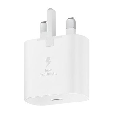 Samsung 25W PD USB-C Adapter 3 pin, Supports super fast charging with 25 watts  - White