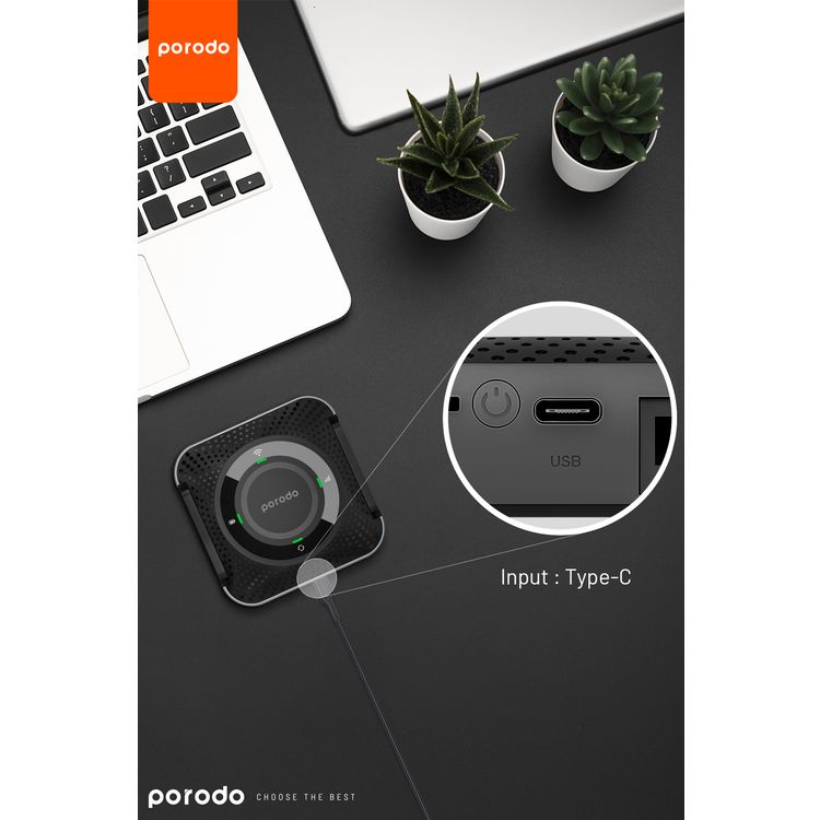 Porodo Home & Outdoor Portable Router 4G & LTE, 40m Signal Distance, 12 Hours Working Time, Up-to 10 Devices Connection Ability, 100Mbps LAN, Built-in Battery, Micro SIM, CPE & MiFi, CAT4 Category, 150Mbps Download Rates & 50Mbps Upload Rates - Black