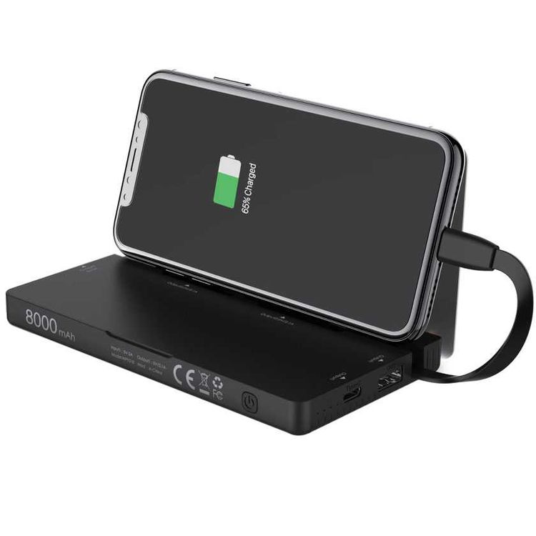 باورولوجي محطة باور بانك 8 في 1 بسعة 8000 ملي امبير في الساعة مع كابل مدمج وبنك طاقة محمول ومحطة شحن سريعة ومتوافقة مع اجهزة ايفون ، اجهزة اندرويد ، منافذ شحن من النوع سي - فضي
