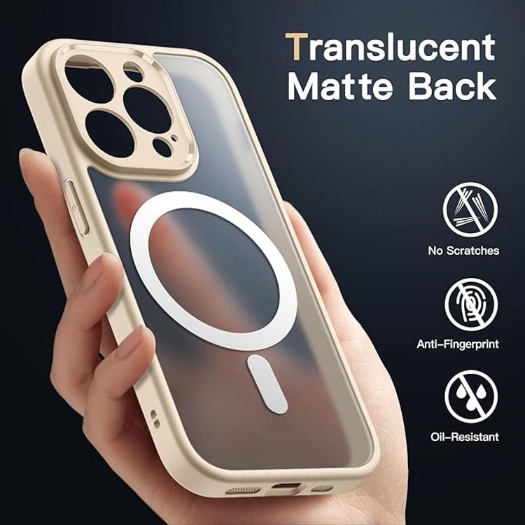 Green Lion Matte MagSafe Case for iPhone 13 Pro ( 6.1" ), Durable, Non-Yellowing, Magnetic precision, Metallic Camera Frame - Gold