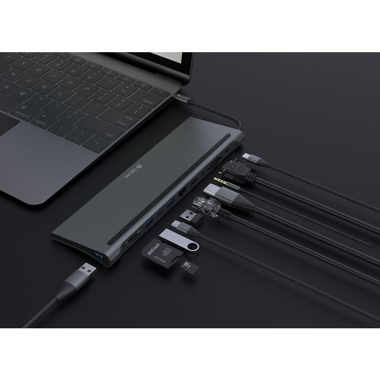 ديفيا ليوبارد HDMI 11 في 1 HUB - فضي