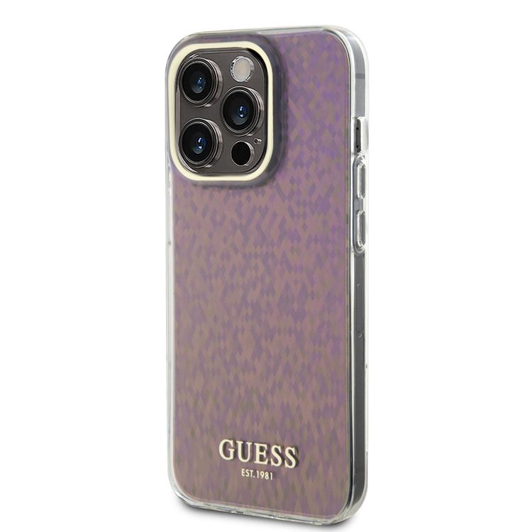 Guess IML Case with Faceted Mirror Disco Pattern - Pink - iPhone 15 Pro