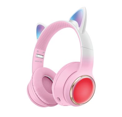 Green Lion GL-400 Kids Wireless Headphones with Light Effect & Flashing Modes, Up to 20 Hours Working Time, Bluetooth Version 5.3, Lightweight Design - Pink