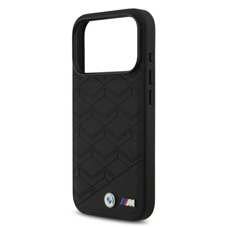 BMW MagSafe PU Seat-Shaped Leather Case with Metal Logos for iPhone 17 Pro Max, Slim Profile, Easy Snap-On Design, Sustainable Packaging, Drop Protection - Black