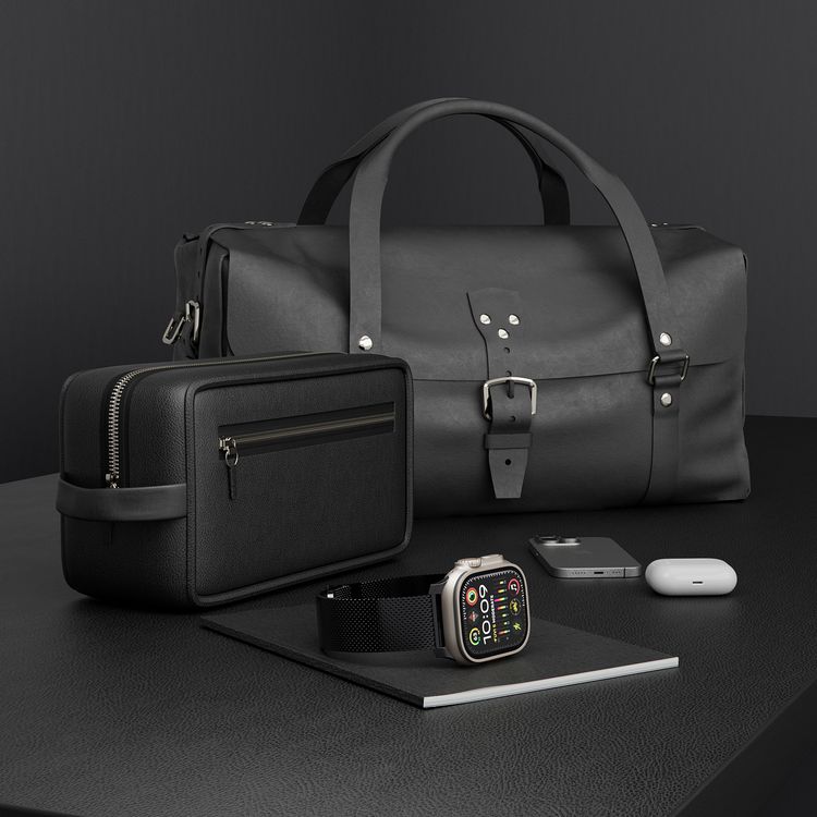 Levelo Ferra Milanese Watch Strap with Adjustable Length, Compatible with 49/46mm Smartwatches & Apple Watch SE, Series 9, 8, 7, 6, 5, Hypoallergenic Material, 24/7 Wearability, Water-Resistant, Anti-Oxidation Technology - Matte Black