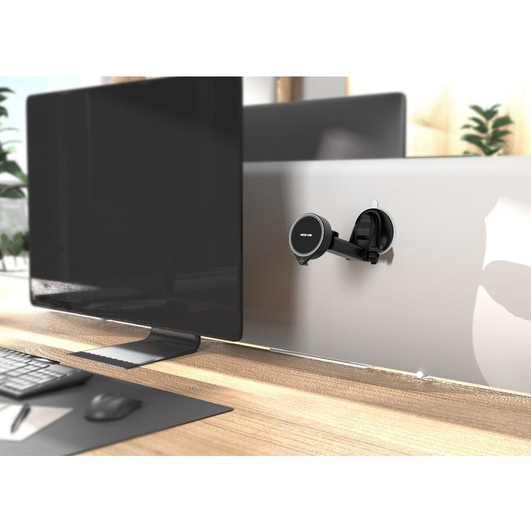 Green Lion GH-17 MagSafe Holder, 15W Fast Charging, Extendable Arm with a Range of 94 to 120 mm, Easy Installation, Telescopic Retractable Data Cable, Air Vent Attachable, Strong Magnetic Adsorption - Black