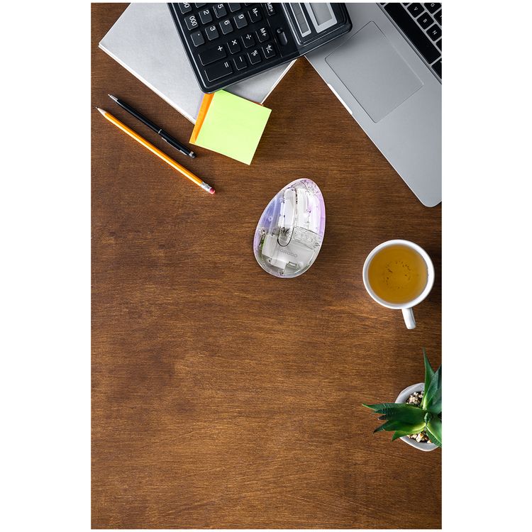Porodo Vertical 4800 DPI Wireless Mouse with Crystal Shell, Magnetic Cover, Adjustable DPI, Dual Mode, Plug & Play, Type-C Charging Interface - White
