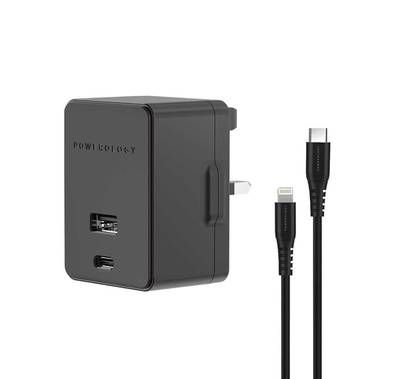 Powerology Ultra-Quick PD & QC Charger Dual Ports 32W Sim...