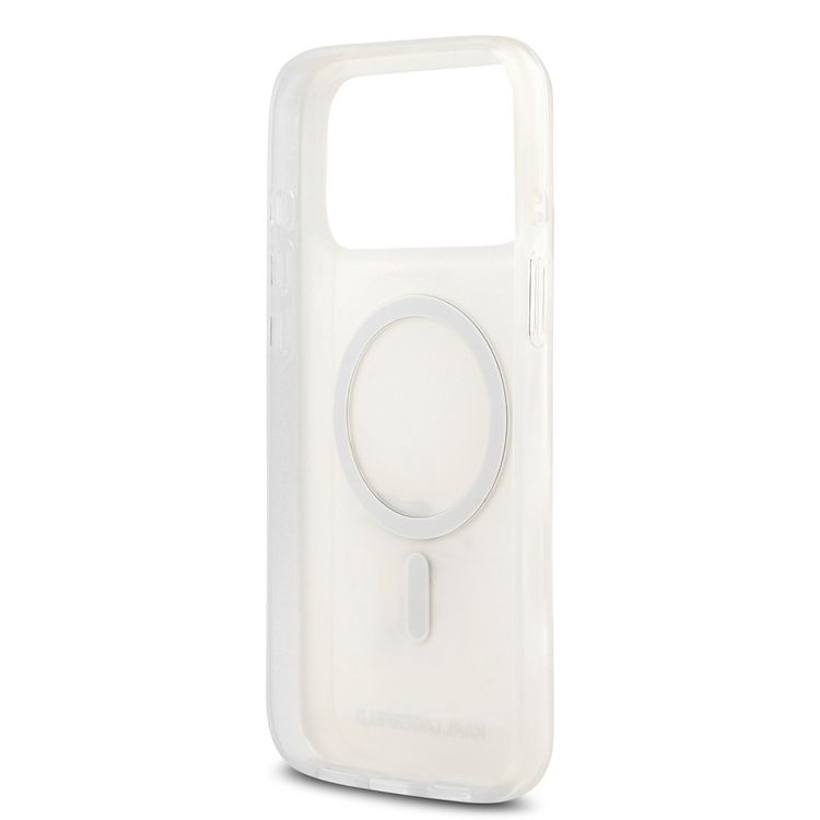 Karl Lagerfeld MagSafe IML Case with Aquarelle Karl & Choupette Heads for iPhone 17 Pro Max, Slim Profile, Comfortable Grip, Sustainable Packaging, Easy Snap-On, Drop Protection - White