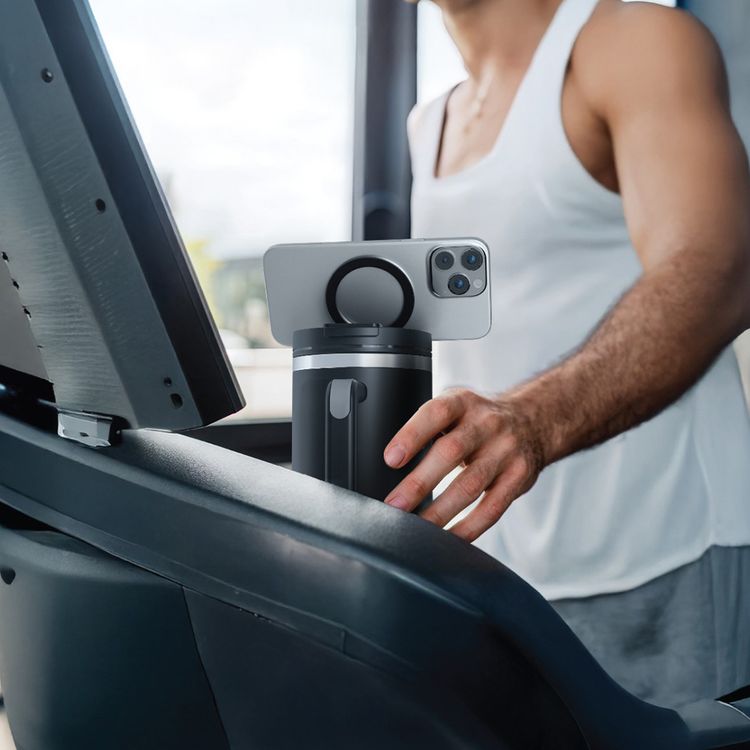 Porodo Lifestyle Magnetic-Mount Insulated Tumbler with 1.2L Capacity, MagSafe Compatibility, Stainless Steel Material, 90° Tilt Angle, Effortless Multitasking, 360° Rotation - Black