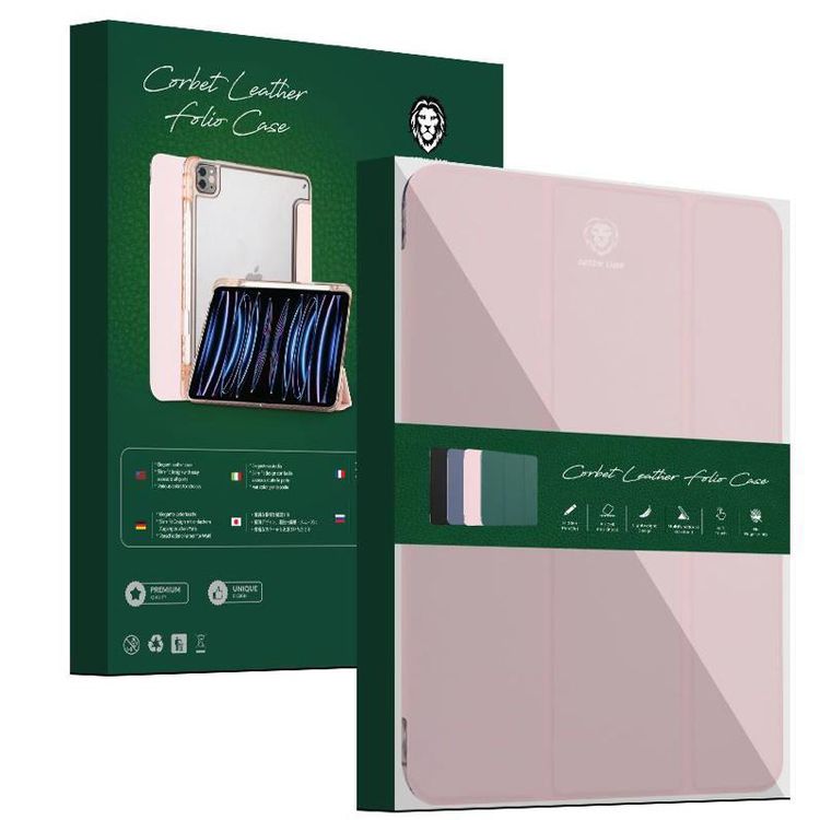 Green Lion Corbet Leather Folio Case for iPad Pro 12.9  2021 - Pink