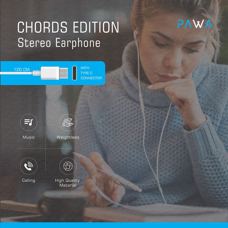 PAWA Chords Series Stereo Earphone Type-C  - White