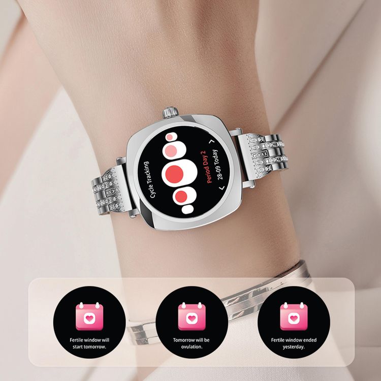 Green Lion Leyla’s Smart Watch Amoled - Silver - 1.19"