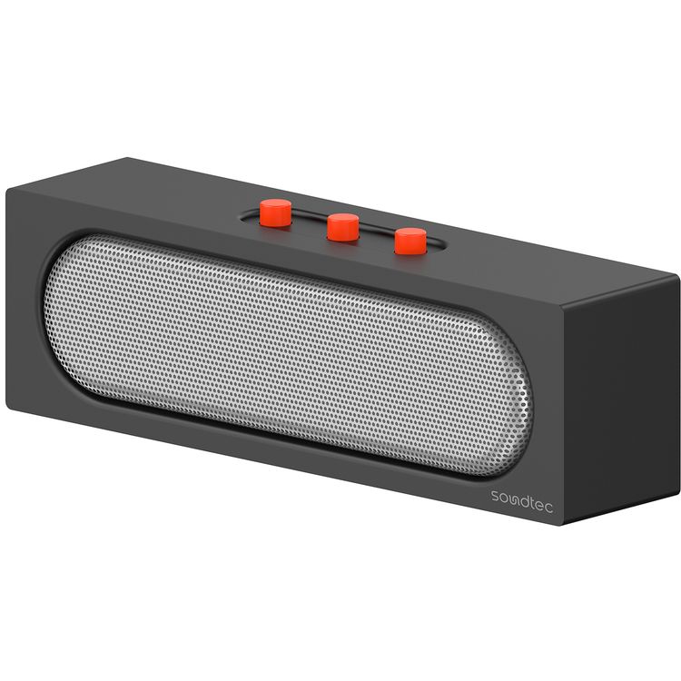 Porodo Portable Stereo Speaker with 5.4 Bluetooth Version, 6 Hours Working Time, Multi-Function Button, 10m Operating Range, Call Function, TF Card Slot, Dual 5W Speakers - Black