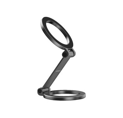 Porodo MagLock Dual Magnet MagSafe Mount with Zinc Alloy Material, N52 Magnets, Multi-Angle Adjustment, Folding Design, Strong Magnetic Hold - Black