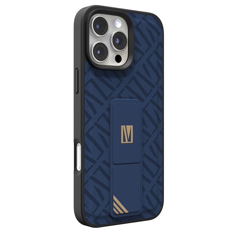 كفر حماية ليفيلو مورفيكس كويرو بمسند لهاتف آيفون 16 برو ماكس، قبضة مدمجة، سهل التركيب، زوايا مقاومة للصدمات - أزرق