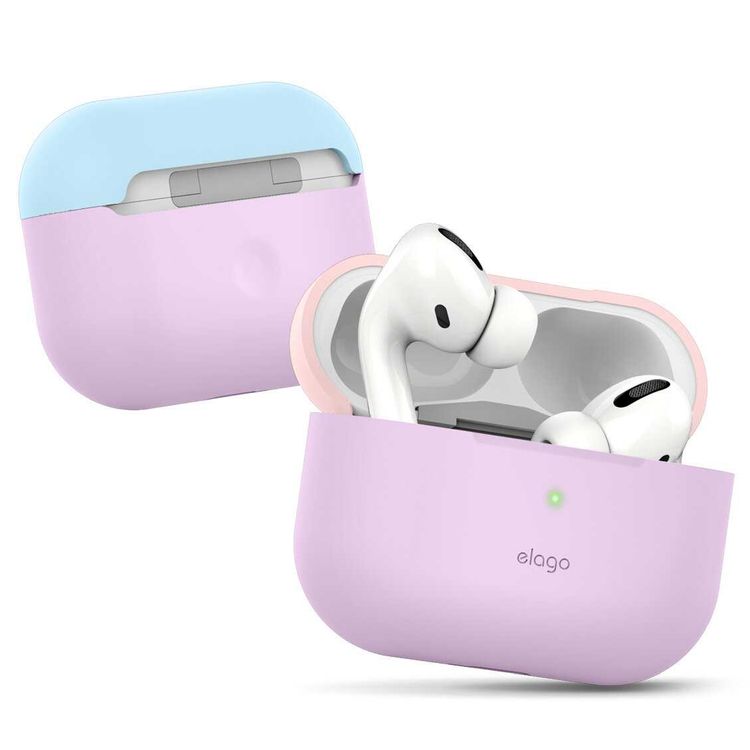 Elago Duo Case for Apple Airpods Pro - Top-Pink/Blue, Bottom-Lavender