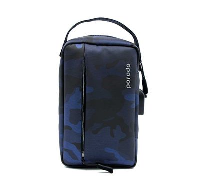 Porodo Convenient Leather Storage Bag - 8.2 inch - Blue Camo