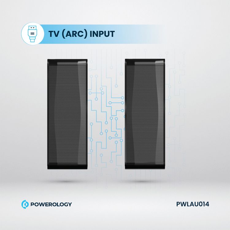 Powerology 5.1CH Home Theater Soundbar with Dolby Audio with Wireless Subwoofer/Surround, 10M Bluetooth Range, LED Display, Remote control, TV ARC Input, USB & AUX Port -  Black