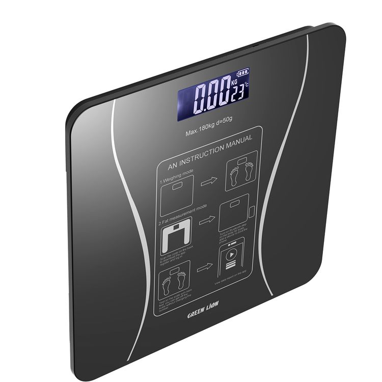 Green Lion Smart Body Scale Lite with 16 Health Metrics, 5-180kg Capacity, 50g Division, LCD Digital Display with 5 Digits, Up to 8 Users Supported, Bluetooth Version 5.0 & App Control - Black