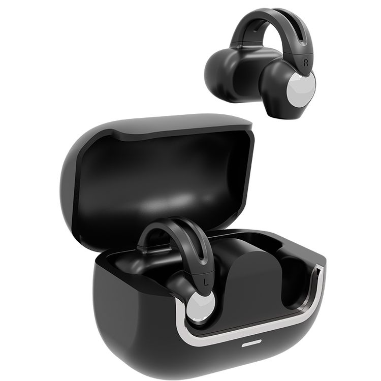  Green Lion GR-22 Clip-On Earbuds with Voice Assistant, IPX4 Waterproof, Dual Mic Calls, USB-C Charging, 20 Hours Playtime with Case, v5.4 Bluetooth - Black