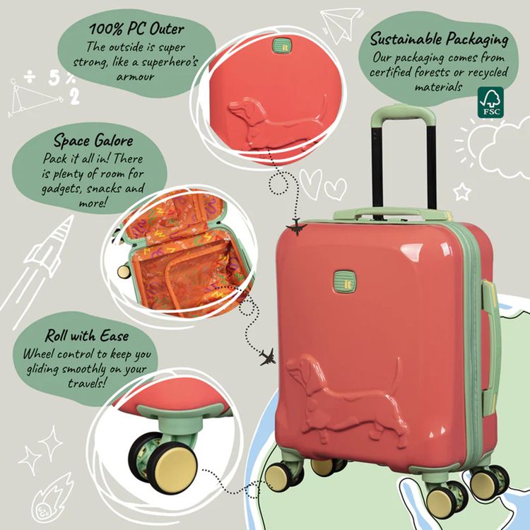 it Luggage Kids Model Daxie Luggage, Handy Top and Side Carry Handles, Telescopic Trolley Handle, 8-Wheel Spinner System, Underseat Size, 24L Capacity