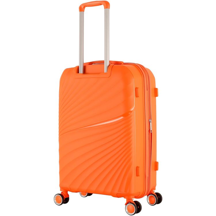 H.T Luggage Bag, Hard Case Polypropylene (PP) Material, Expandable, Telescopic Handle, Scratch Resistant, TSA Lock, Large Case Size - Orange