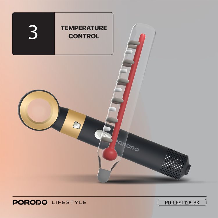 مجفف شعر متعدد التصفيف من بورودو لايف ستايل مع 5 أمشاط تجفيف، 3 أوضاع لتدفق الهواء، قوة 600 واط، أيونات سالبة لمنع التجعد، 3 إعدادات للتحكم في درجة الحرارة - أسود