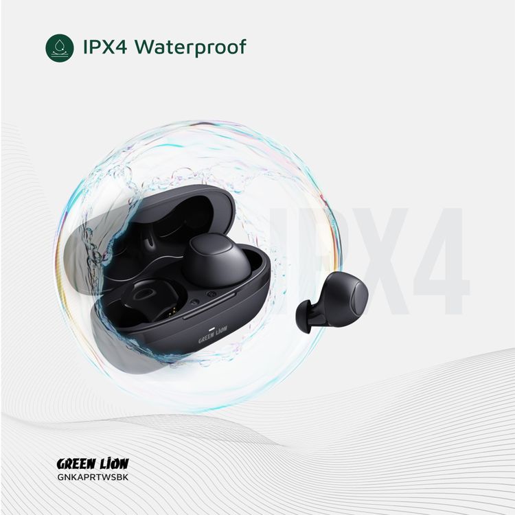 Green Lion Kaprun True Wireless Earbuds with Environmental Noise Cancellation, Up to 7 Hours of Playtime, 5.3 Bluetooth Version, IPX4 Waterproof, In-Ear Design - Black