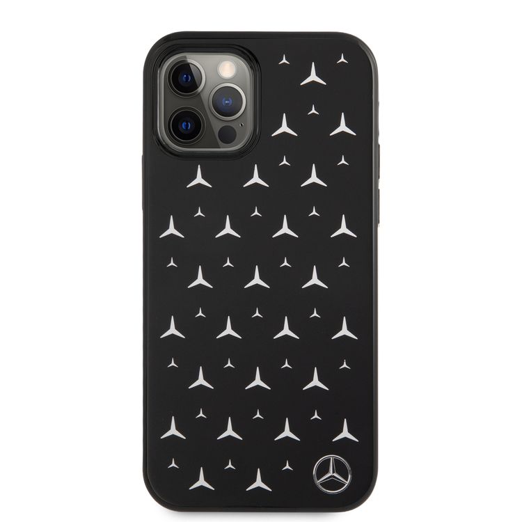 CG MOBILE Mercedes-Benz PC/TPU Silver Stars Pattern Case Compatible for iPhone 12 Pro Max (6.7") Scratches Resistant, Easy Access to All Ports