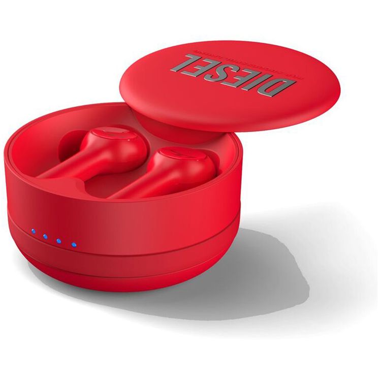Diesel True Wireless Earbuds, Multi-Functional Button, 32 Hours Total Playtime, In-Ear Only, Multi-Functional Button, Mono and Stereo - Red