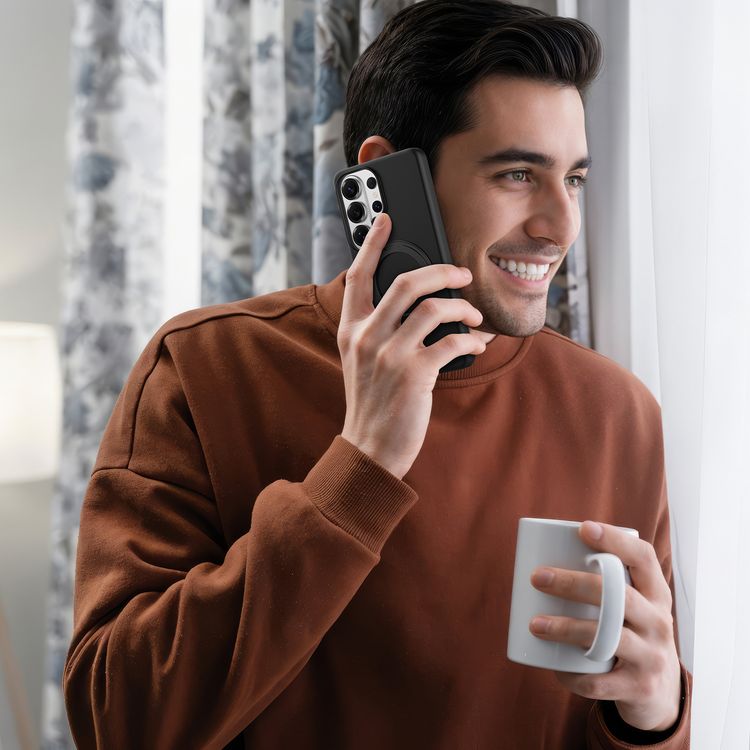 Levelo Iris Pro MagSafe Liquid Silicone Case for Samsung S26 Ultra, Premium Silicone Grip, Metal Frame for Camera & Buttons, Shock-Resistant Bumper - Black