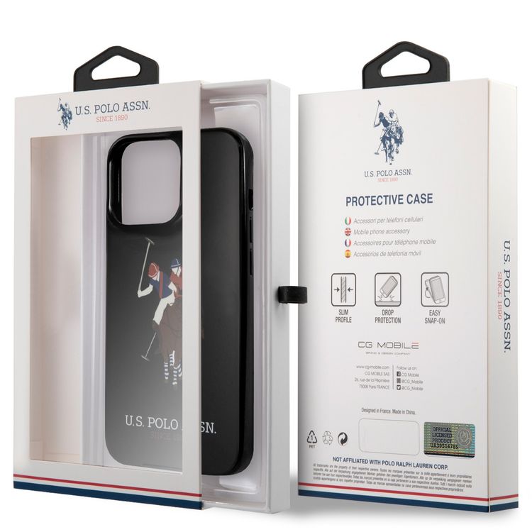 US Polo Assn Full TPU DH Color Logo Case for iPhone 13 Pro ( 6.1 ) - Black