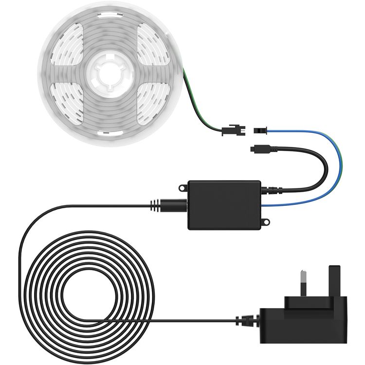 Porodo Blue RGB Light Strip with Sound Reactive Lighting, 5m Length, Jump & Fade Effects, Remote Control - Black