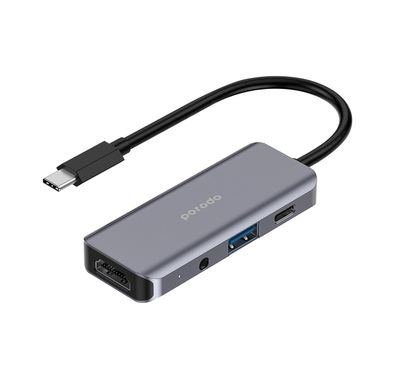 Porodo 4in1 USB-C Hub Type-C PD 100W HDMI USB 3.5mm Aux