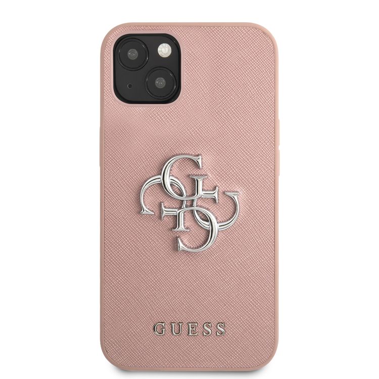 CG MOBILE Guess PU Saffiano Case with Big 4G Silver Logo Compatible for iPhone 13 (6.1") Anti-Scratch, Easy Access to All Ports, Shock Absorption