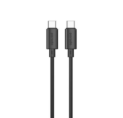 Porodo Blue Cable with PD60W USB-C To USB-C Connector, Fast Charge and Data Transfer, 1.2M - Black