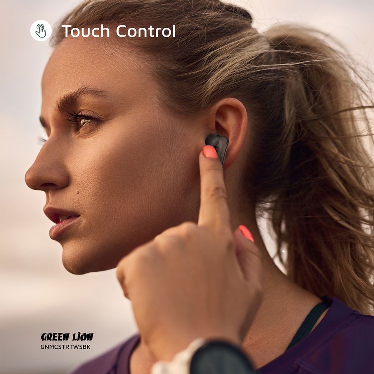 Green Lion Manchester True Wireless Earbuds with ABS Material, 25mAh Earbuds Battery, 200mAh Case Battery, Bluetooth Version 5.4, 12m Bluetooth Range, 2000 Hours Standby Time, Type-C Charging Port, 70 Minutes Charging Time, IPX3 Waterproof Level, Touch Control - Black