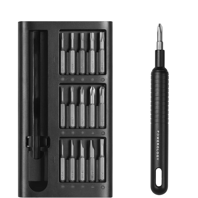 مجموعة مفكات دقيقة من سبيكة الألمنيوم 30 في 1 من Powerology - أسود
